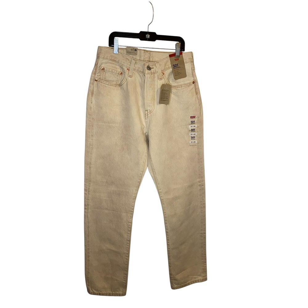 Levis 501 Original Womens Beige High Rise Straight Leg Jeans 27x30 New With Tags
